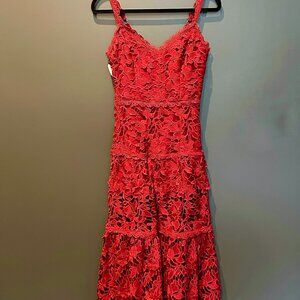 Marchesa Notte Red Lace Dress Size 0